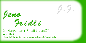 jeno fridli business card